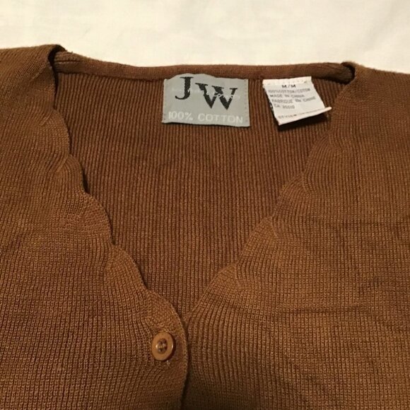 Jean Works & Company Scalloped V-neck Button front Cardigan Size M - Picture 6 of 8